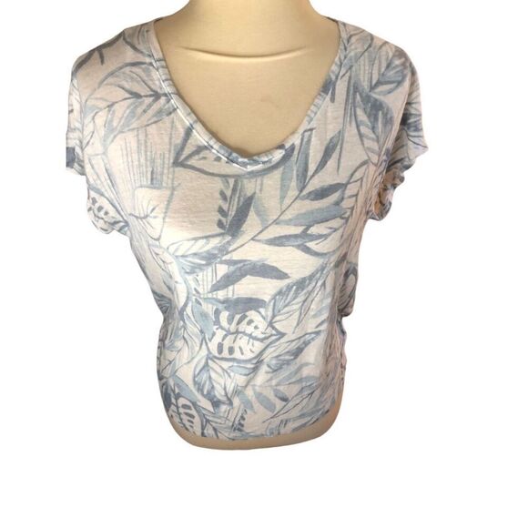 Tropical Palm tree pattern Tahari Palm tree print white and light Green 100% lin - Picture 2 of 11